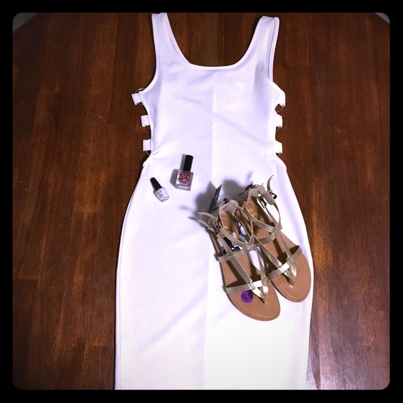 iris Dresses & Skirts - Iris White Body-Con Dress with Side Cut-outs